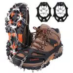 WIN.MAX Steigeisen Grödel Eisspikes, Schuhkrallen mit19 Edelstahl Zähne Spikes Schuhkrallen Grödeln Eisspikes für Klettern Bergsteigen Trekking High Altitude Winter Outdoor