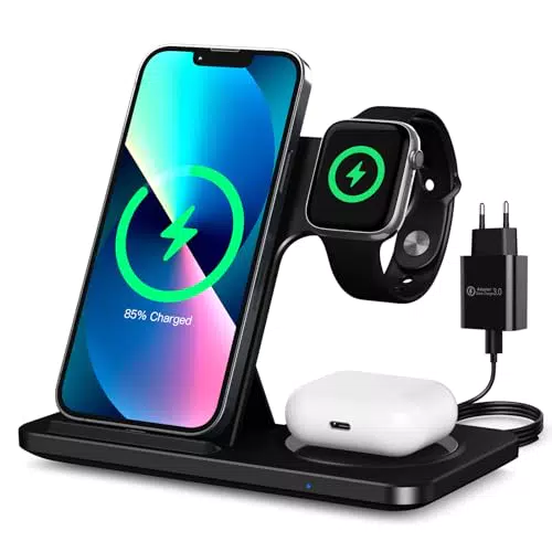 Wireless Charger, 18W 3 in 1 Induktive Ladestation für iWatch SE/7/6/5/4/3/2