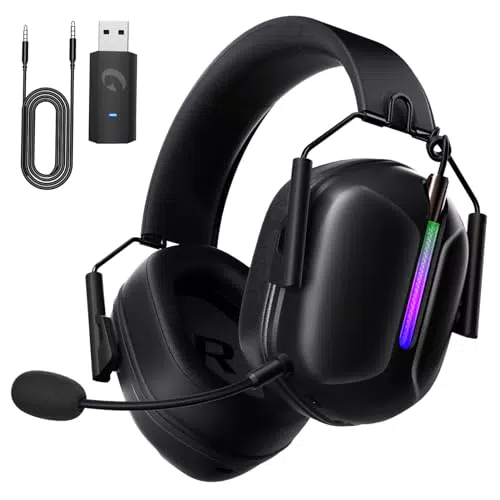 Wireless Gaming Headset, 2, 4GHz USB Gaming Kopfhörer kabellos für PC