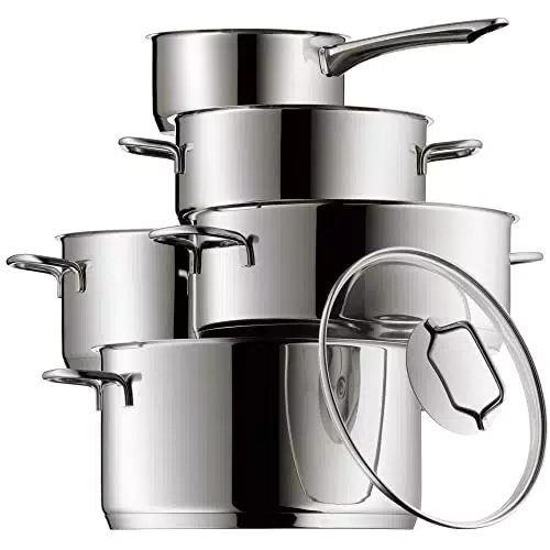 WMF Astoria Vorteils Topfset Induktion 5-teilig, Kochtopf Set mit Glasdeckel
