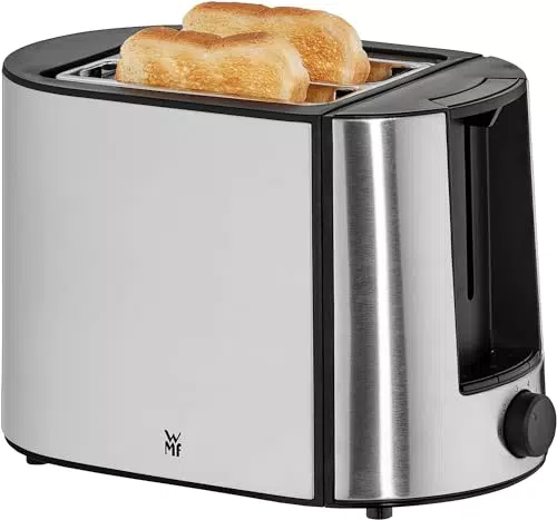 WMF Bueno Pro Toaster 2 Scheiben, Doppelschlitz Toaster Edelstahl mit Brötchenaufsatz