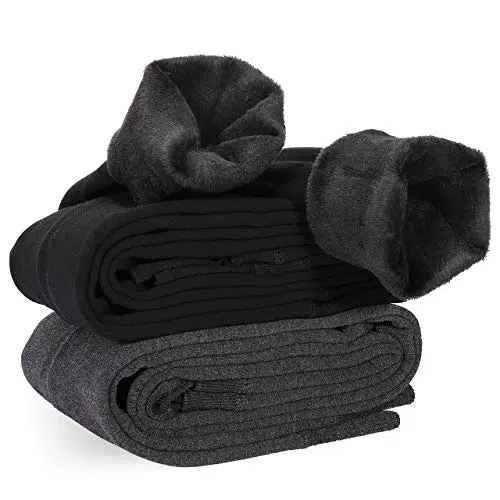 XDDIAS Winter Warme Leggings, 2 Stück Damen Dicke Samt Gefüttert Thermische Dehnbare Leggings