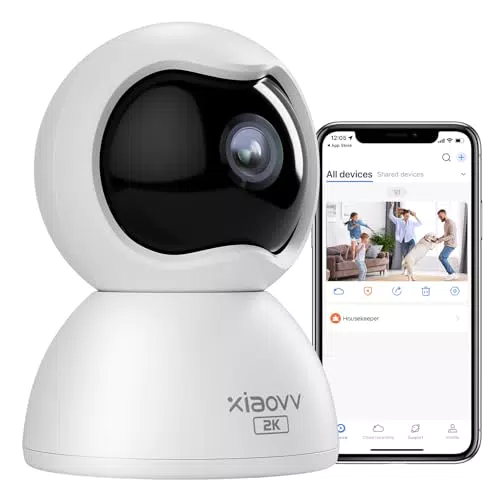 XIAOVV 3MP PTZ überwachungskamera innen, HD-Nachtsicht 2.4G WLAN Kamera Indoor