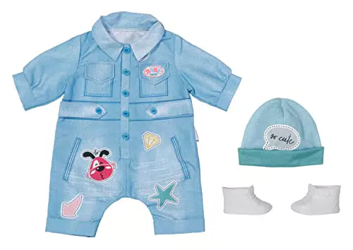 Zapf Creation 832592 BABY born Deluxe Jeans Overall 43cm - Puppenkleidung Set bestehend aus Puppen - Onesie