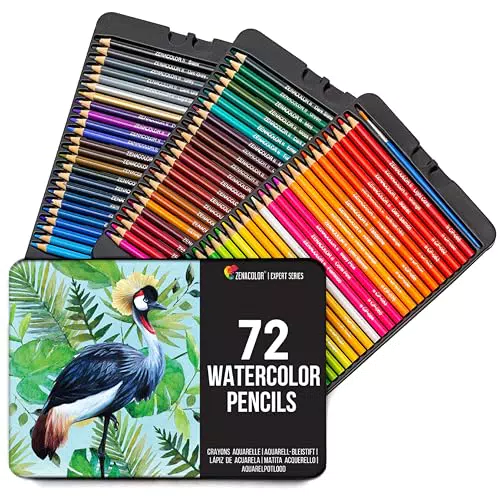 Zenacolor Aquarellstifte set 72 Stifte Aquarell Malstifte für Erwachsene und Kinder Wasservermalbar - Watercolor Pencils Metal Case