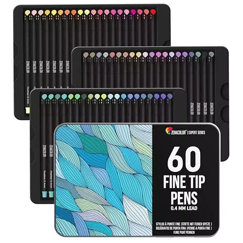 Zenacolor Filzstifte Set - 60 Farben Stifte Set 0, 4 mm - Fineliner Für Malbücher