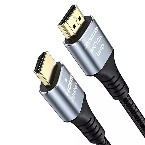 ZESKRIS 3m HDMI 2.1 Kabel, 8K 48Gbps Ultra High Speed HDMI geflochtenes Kabel