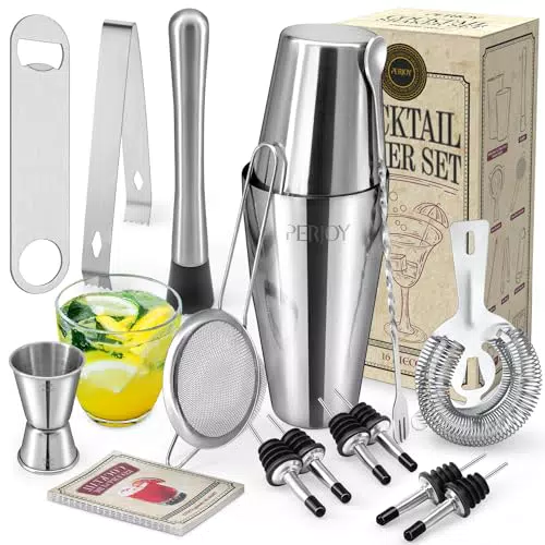 16pcs Cocktail Shaker, Coktailmixset, Cocktail Set Mit Einem Doppelten Jigger