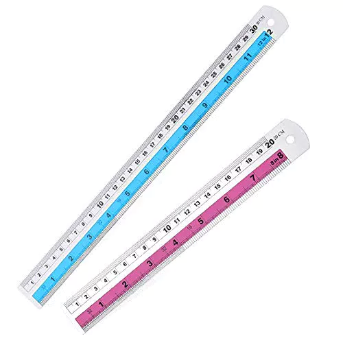 2 Stücke Metall Lineal, 20cm und 30cm Lineal, Edelstahl Lineal