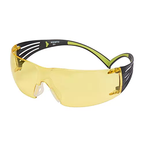 3M SF403AF Schutzbrille SecureFit, Gelb, Rahmen Schwarz/Grün