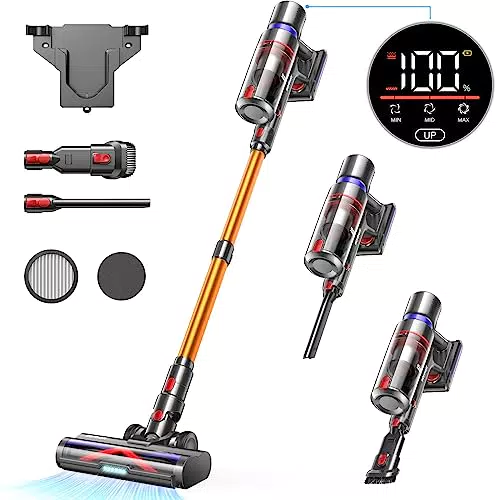 45000Pa Staubsauger Kabellos, Akku Staubsauger Bis zu 60 Min Laufzeit