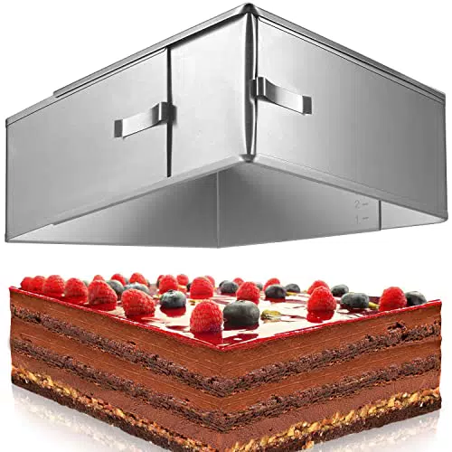 4smile Backrahmen rechteckig verstellbar 8cm hohe Edelstahl Backform rechteckig - Kuchenform eckig zum Backen und für die Zubereitung von Schichttorten