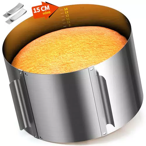 4smile Backrahmen rechteckig verstellbar 8cm hohe Edelstahl Backform rechteckig - Kuchenform eckig zum Backen und für die Zubereitung von Schichttorten