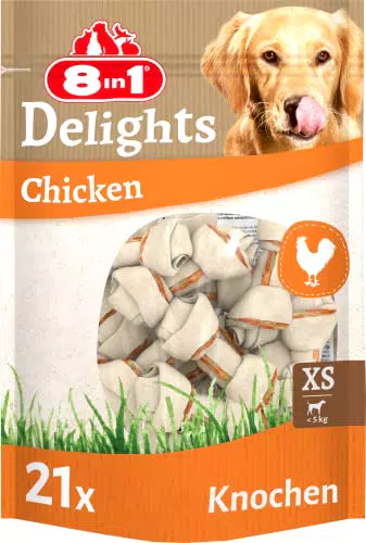 8in1 Delights Chicken Knochen XS - gesunde Kauknochen für mini Hunde
