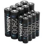 ABSINA 8X AA Mignon 2900 & 8X AAA Micro 1150 Akku - NiMH Wiederaufladbare Akkus mit 1