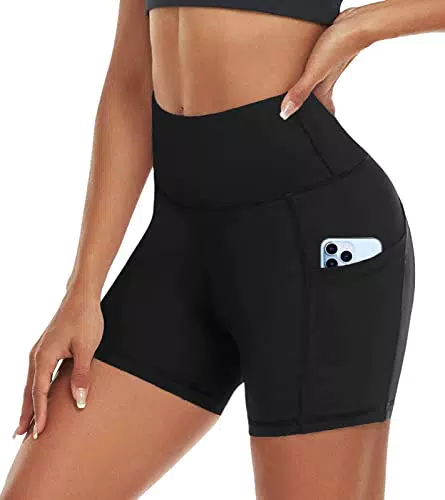 ACTINPUT Radlerhose Damen mit Taschen High Waist Yoga Shorts Kurze Leggings Blickdicht Sporthose Hotpants