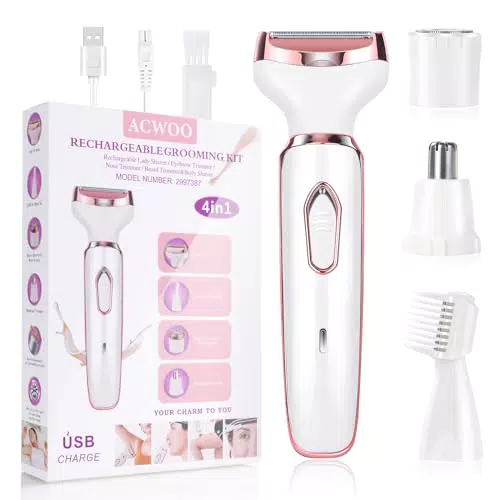 ACWOO Elektrischer Rasierer für Frauen, 4-In-1 Elektrischer Damenrasierer