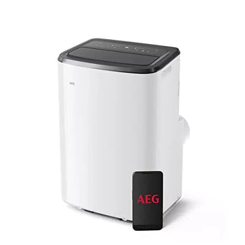 AEG Comfort 6000 AXP26U339CW mobiles Klimagerät / LED Display / Touch-Bedienung / 30-40 m / nur 64 dB / Kühlfunktion / Ventilator / Entfeuchtungsfunktion / Automatik /App-Steuerung / weiß/schwarz