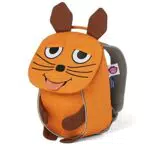 Affenzahn Kleiner Freund Kindergarten-Rucksack für 1-3 Jährige Ergonomisch Reflektierend Ziehzunge mit Namensschild Die Maus - Orange