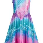 AIDEAONE Mädchenkleid Mädchen Sommer Kleid Buntes Meerjungfrau Kleid 4-5 Jahre