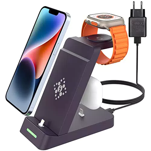 Aimtel Multi-Ladestation für Apple Watch und iPhone 3 in 1 Ladestation für iPhone 14/13/12/11/Pro/Max/XS/XR/X/8/Plus
