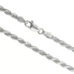 Aka Gioielli - Damen Herren Halskette 925 Sterling Silber Rhodiniert - Kordelkette 2.8 mm - Längen: 45 cm