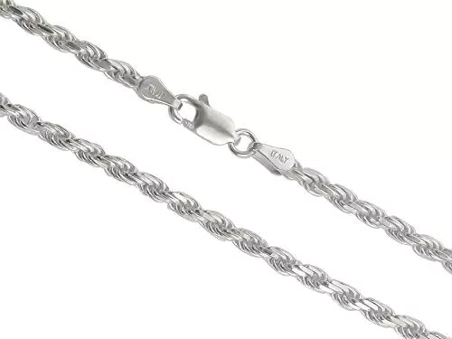 Aka Gioielli - Damen Herren Halskette 925 Sterling Silber Rhodiniert - Kordelkette 2.8 mm - Längen: 45 cm