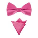 Allegra K Herren Hochzeitsfeier Vorgebundene Einfarbig Fliege Einstecktuch Set Hot Pink One Size