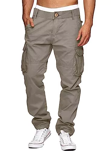 AlvaQ Cargohose Herren Baumwolle Wanderhose Herren Stretch Outdoor Hosen Für Herren Bequeme Lange Hosen Mit 6 Taschen Grau