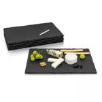 Amazy Schieferplatten Set inkl. Kreidestift zum Beschreiben - dekorative Servierplatten aus Naturschiefer zum geschmackvollen Servieren von Speisen und Gedecken