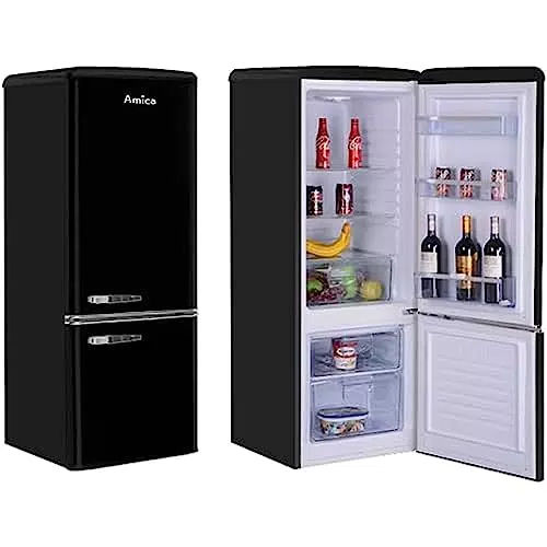 Amica KS 15616 P Retro Kühlschrank mit Gefrierfach / Cupcake Pink / 88cm x 55cm x 62cm / Retro-Design