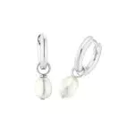 Amor Creolen 925 Sterling Silber Damen Ohrschmuck, mit Süßwasserzuchtperle
