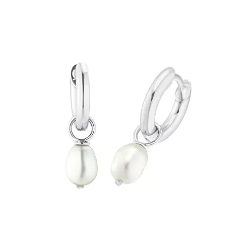 Amor Creolen 925 Sterling Silber Damen Ohrschmuck, mit Süßwasserzuchtperle