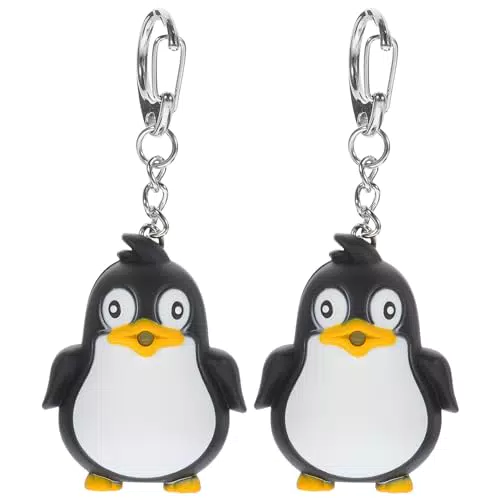 Amosfun Pinguin Schlüsselanhänger mit LED Beleuchtung und Sound Schwarz Pinguin Anhänger 2 Stück Taschenanhänger Schlüsselbund Freunde Familien Geschenkidee Kinder Spielzeug