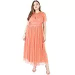 Anaya with Love Damen Ladies Midaxi Dress for Women High Waist Keyhole Short Flutter Sleeve Crew Neckline for Wedding Guest Bridesmaids Prom Kleid