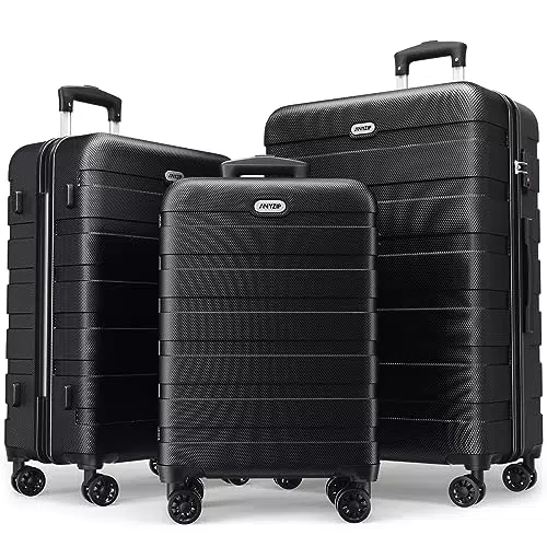 AnyZip AZ201 Kofferset Hartschale Trolley Set 3er Reisekoffer Leichtgewicht PC ABS Handgepäck mit TSA-Schloss und 4 Rollen