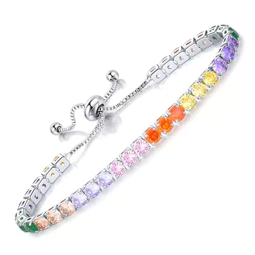 Apocalyptic-K Zirkonia Armband für Frauen, Tennisarmband Sparkle Zirkonia Verstellbares Armband Damenarmband Geschenk für festliche Tage