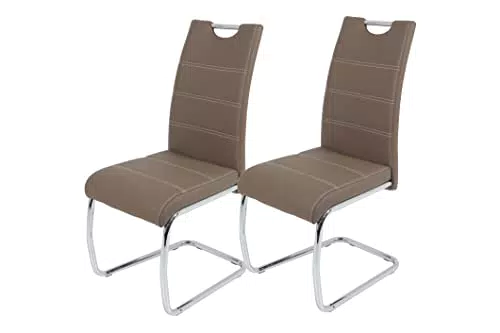 Apollo 2er Set Schwingstuhl, Küchenstuhl Flora, Kunstleder Latte Braun