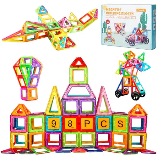 Assark 158pcs Magnetische Bausteine, Castle Magnetblöcke Konstruktion Bauen Blöcke Set für Kinder Spielzeug für 3 4 5 6 7 8 Jahre Alte