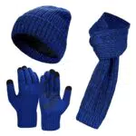 Atarni Wintermütze Schal Touchscreen Handschuhe Set - Unisex Beanie Mütze Fleece Warme Haube Winterschal Kaschmir Strickmütze Strickschal Thermo Rutschfeste Handschuhe für Herre 3-in-1 Winterset