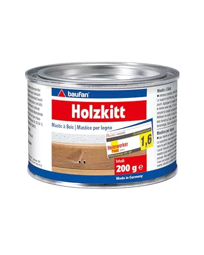 Baufan Holzkitt - 200g, natur I Holzpaste für innen & Außenbereich zum Ausbessern von Holzoberflächen I Abtönbar