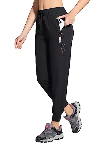 BAYGE Damen Wanderhose Sommer Jogginghose Schnell Trocknend Wasserdicht Atmungsaktiv Leicht Sporthose Laufhose Trekkinghose Trainingshose Outdoor Running Track Hose mit Reißverschlusstaschen