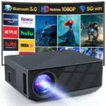 Beamer heimkino 5G WiFi und Bluetooth 5.1 Native 1080P Full HD Unterstützung 4K ±15° Winkelverstellung Kompatibel mit iPhone/Android/Laptop/TV Stick…
