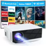Beamer mit WiFi und Bluetooth tragbarer Beamer Beamer 4k heimkino 300-Zoll-Großbildschirm 22000 Lumens Schöne Geschenke Kompatibel mit iOS