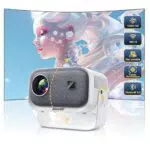 Beamer±360° Rotating Mini Beamer Jimveo Sky Beamer 1080P Full HD 12000L WiFi6 Bluetooth Projektor Unterstützt 4K Heimkino 300'' Display mit TV Stick/iOS/Android/USB