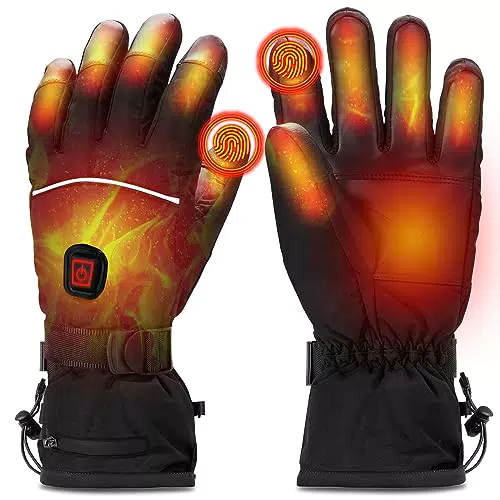 Beheizbare Handschuhe für Herren Damen, Wiederaufladbar 3 Stufige Beheizte Ski Handschuhe mit 5V 6000 mAh Typ-C Akkus