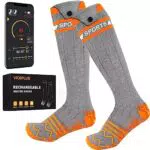 Beheizbare Socken Beheizte Socken, Heizsocken Skisocken 5v 5000 mAh Wiederaufladbare Warme Socken Fußwärmer mit APP-Steuerung Warme Winter Socken Männer Frauen Grey Orange