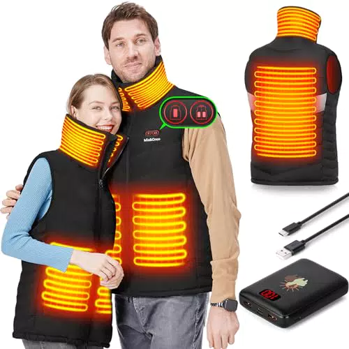 Beheizbare Weste für Herren Damen, Beheizbare Jacke mit 14400mAh QC3.0 Powerbank