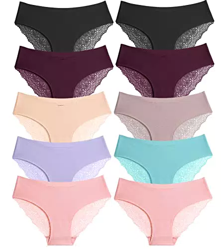 BeReady Spitze Damen Unterwäsche Seamless Slips Damen V Taille Spitzen Nahtlose Hipster Unterhosen Mehrpack