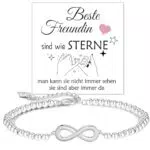 Beste Freundin Geschenke Armband silber 925 Damen - Geburtstagsgeschenk für Freundin BFF Armbänder Freundschaftsarmbänder Kugelarmband Weihnachtsgeschenke für Freundin